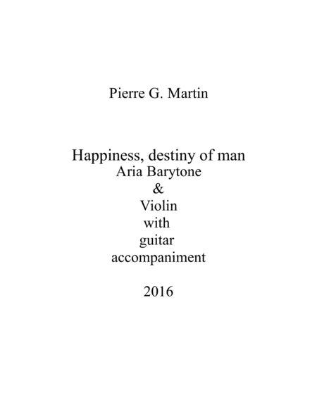 Happiness Destiny Of Man Baryton Sheet Music