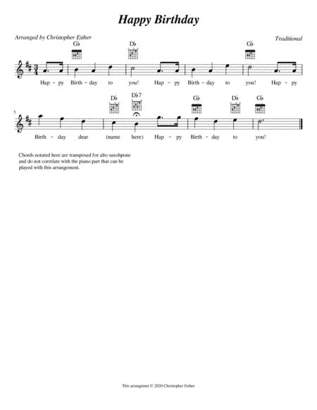 Happy Birthday Alto Saxophone Sheet Music