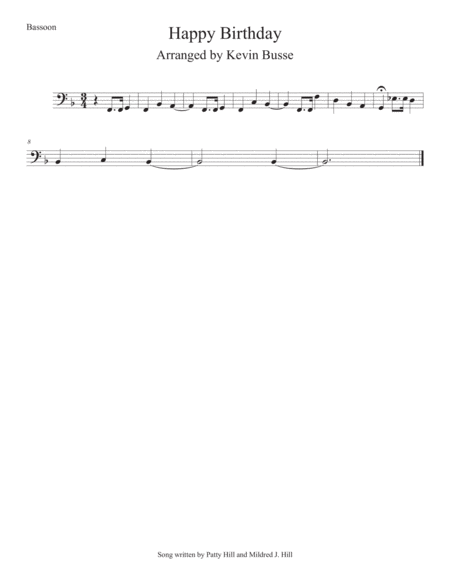 Happy Birthday Bassoon Sheet Music