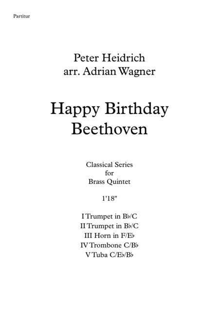 Happy Birthday Beethoven Brass Quintet Arr Adrian Wagner Sheet Music