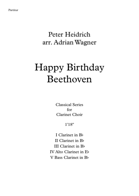 Happy Birthday Beethoven Clarinet Choir Arr Adrian Wagner Sheet Music