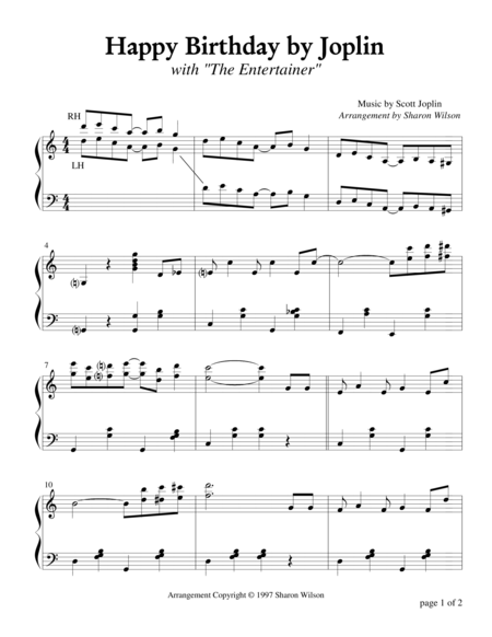 Happy Birthday By Joplin Piano Solo Sheet Music