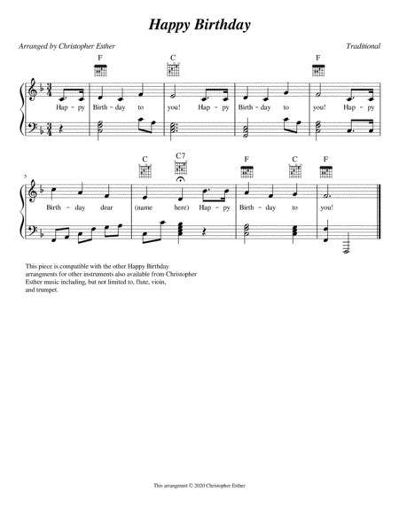 Happy Birthday Piano Guitar Lyrics Sheet Music