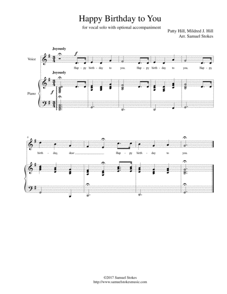 Happy Birthday To You For Vocal Solo With Accompaniment Sheet Music