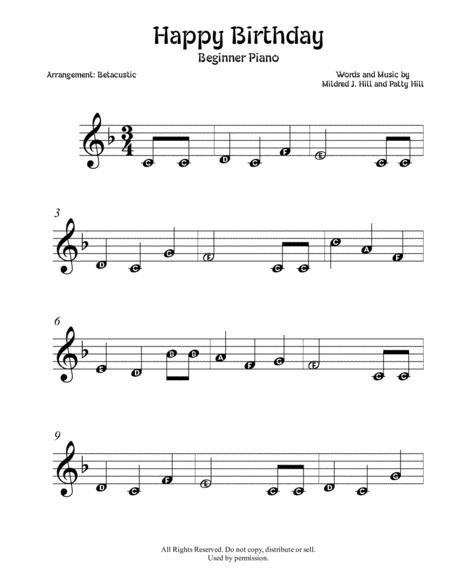 Happy Birthday To You Sheet Music Beginner Sheet Music