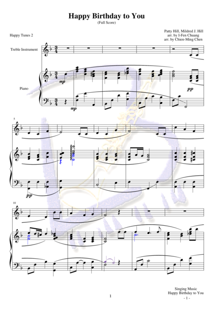 Free Sheet Music Happy Birthday To You