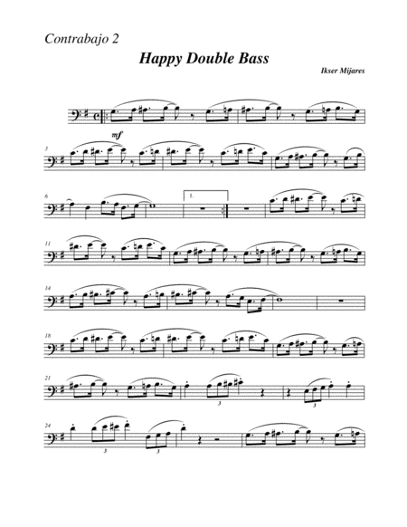 Free Sheet Music Happy Double Bass Bass 2