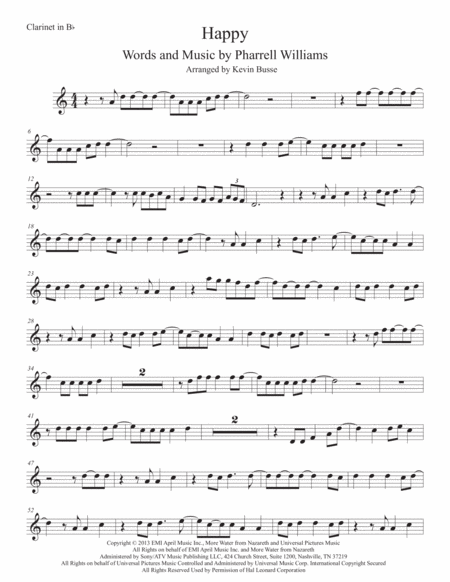 Happy Easy Key Of C Clarinet Sheet Music