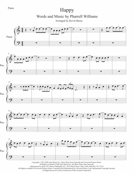 Happy Easy Key Of C Piano Sheet Music