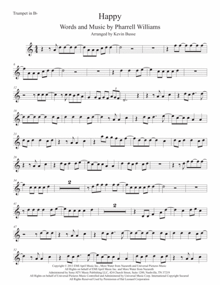 Happy Easy Key Of C Trumpet Sheet Music