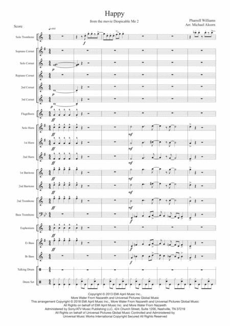Free Sheet Music Happy For Solo Trombone And Brass Band
