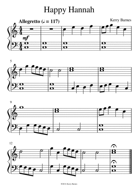 Happy Hannah Piano Piece For Beginners In C Major Sheet Music