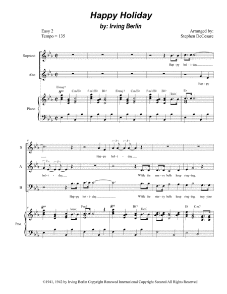 Free Sheet Music Happy Holiday For Sab