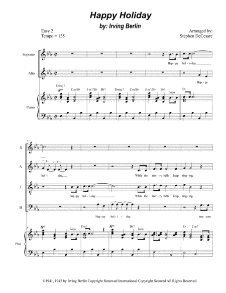 Happy Holiday For Satb Sheet Music