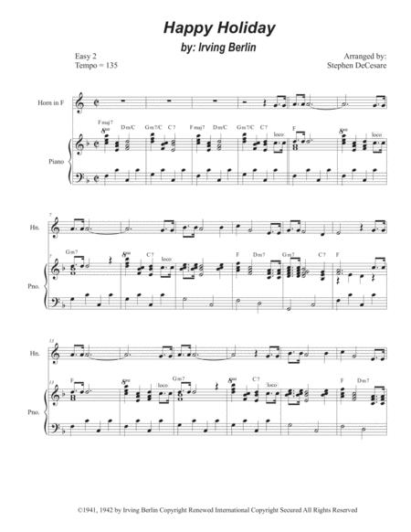 Free Sheet Music Happy Holiday French Horn Solo And Piano