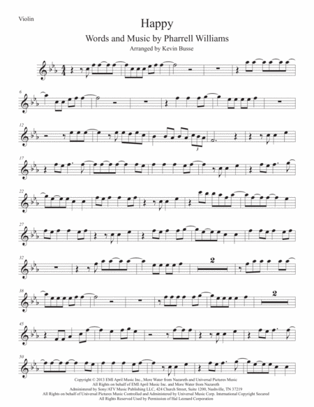 Happy Original Key Violin Sheet Music