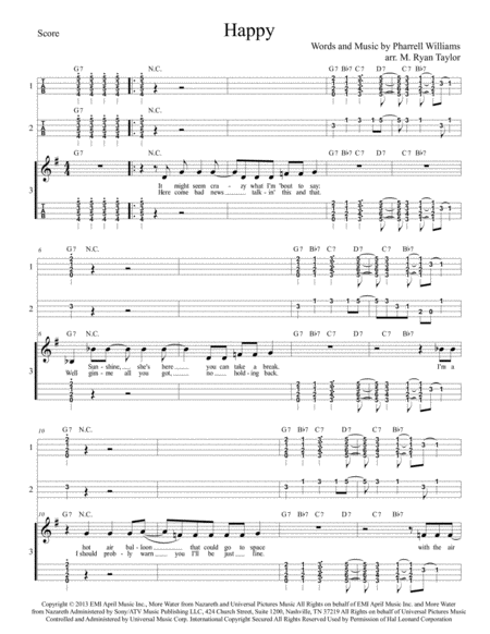 Happy Pharrell Williams For Ukulele Ensemble And 3 Part Vocals Sheet Music