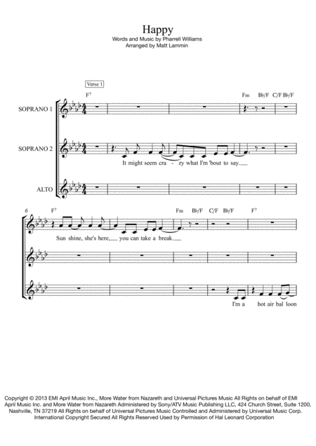 Happy Ssa Sheet Music