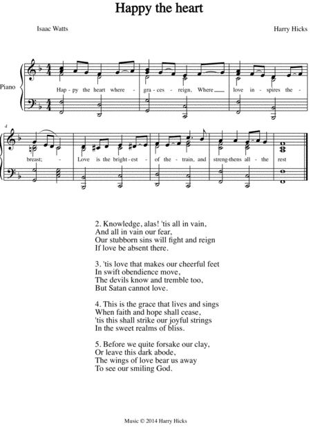 Happy The Heart A New Tune To A Wonderful Isaac Watts Hymn Sheet Music