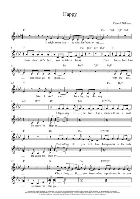 Happy Three Part Singalong Version Sheet Music