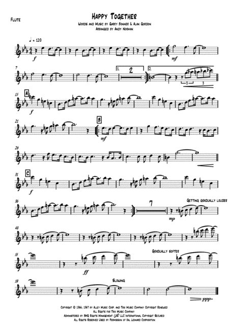 Free Sheet Music Happy Together Wind Quintet