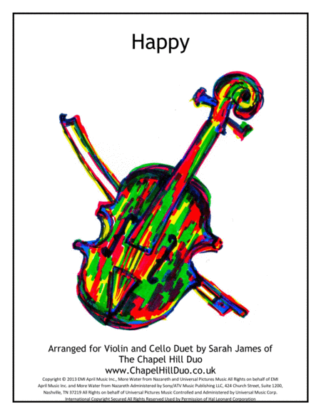 Happy Violin Cello Arrangement By The Chapel Hill Duo Sheet Music