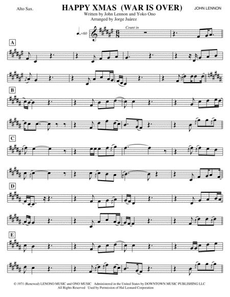 Happy Xmas War Is Over Alto Sax Sheet Music