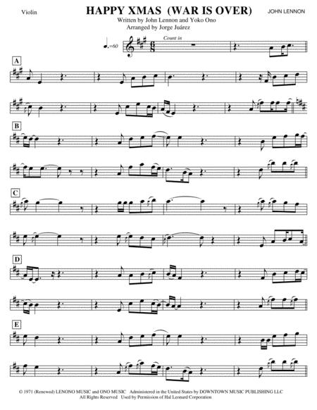 Happy Xmas War Is Over Violin Sheet Music