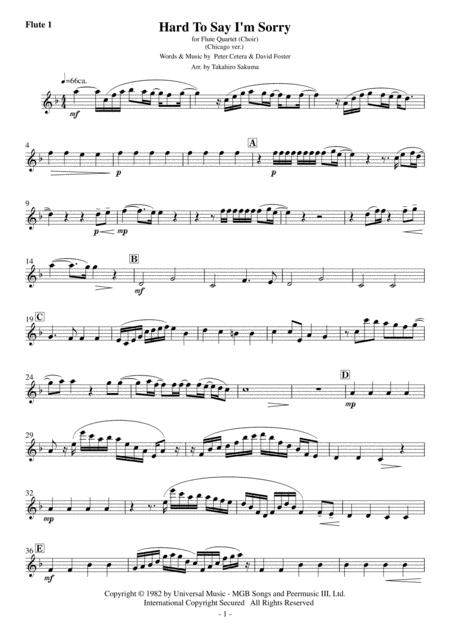 Hard To Say I M Sorry For Flute Quartet Choir Sheet Music