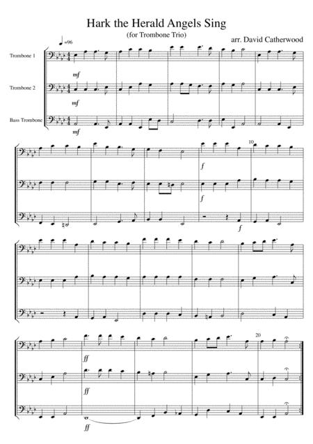 Hark The Herald Angels Sing Arranged For Trombone Trio By David Catherwood Sheet Music