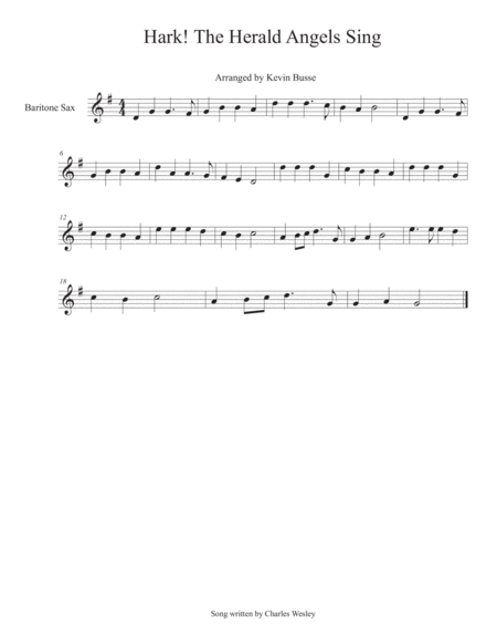 Hark The Herald Angels Sing Bari Saxophone Sheet Music