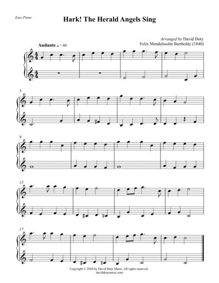 Free Sheet Music Hark The Herald Angels Sing Easy Piano Christmas Solo For Beginners