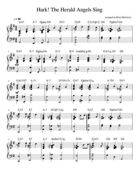 Hark The Herald Angels Sing Jazz Piano Sheet Music