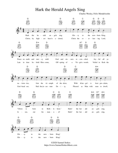 Hark The Herald Angels Sing Lead Sheet In G Major Sheet Music