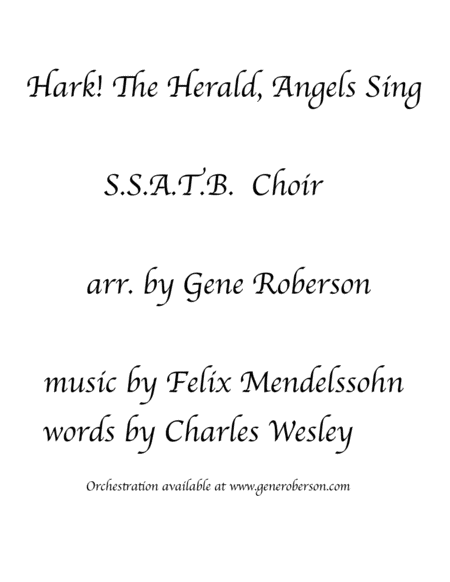 Free Sheet Music Hark The Herald Angels Sing Satb Choir