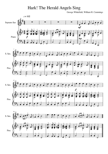 Hark The Herald Angels Sing Soprano Saxophone Solo Sheet Music