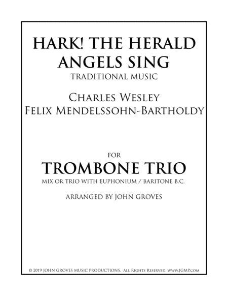 Free Sheet Music Hark The Herald Angels Sing Trombone Trio