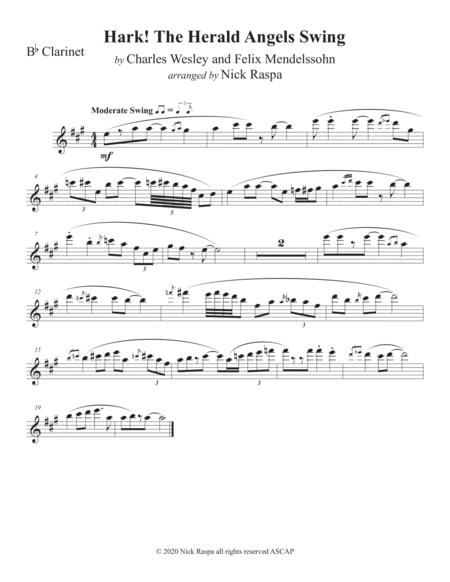 Free Sheet Music Hark The Herald Angels Swing B Flat Clarinet Piano Clarinet Part