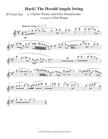 Hark The Herald Angels Swing Tenor Sax Piano Tenor Sax Part Sheet Music