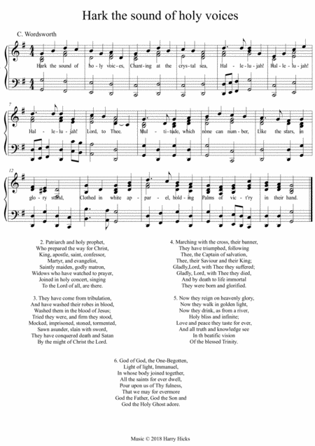 Hark The Sound Of Holy Voice A New Tune For This Wonderful Old Hymn Sheet Music