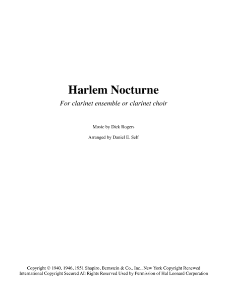 Harlem Nocturne Clarinet Choir Sheet Music