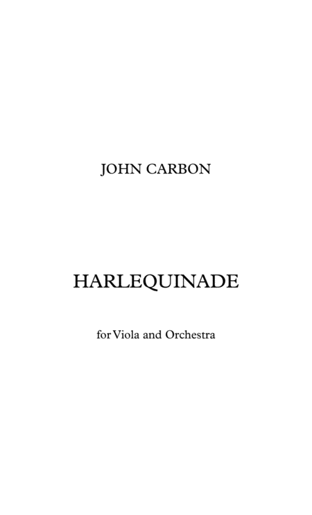 Harlequinade For Viola And Chamber Orchestra Sheet Music