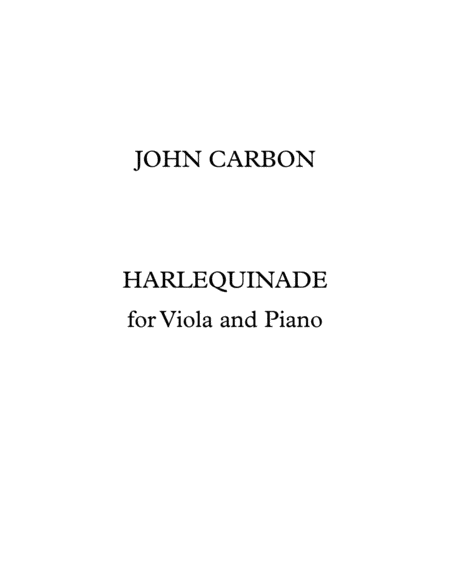 Harlequinade For Viola And Orchestra Viola And Piano Version Sheet Music