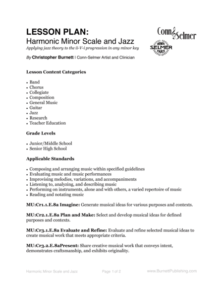 Free Sheet Music Harmonic Minor Scale And Jazz Applying Jazz Theory To The Ii V I Progression In Any Minor Key