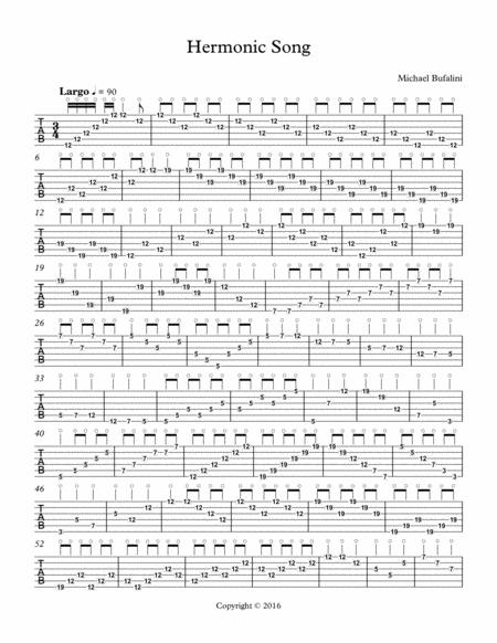 Harmonics Song Sheet Music