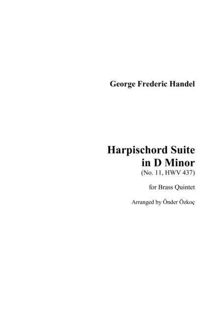 Harpischord Suite In D Minor No 11 Hwv 437 Sheet Music