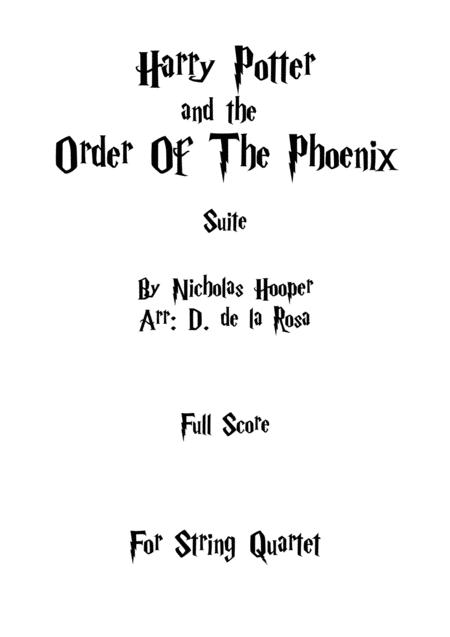 Harry Potter And The Order Of The Phoenix Suite For String Quartet Full Score And Parts Sheet Music