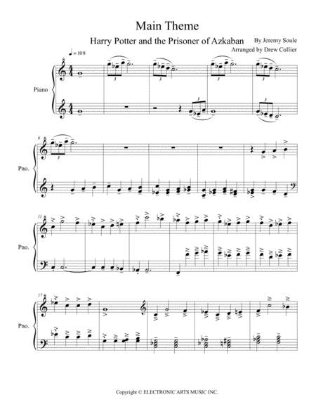 Free Sheet Music Harry Potter And The Prisoner Of Azkaban Video Game Main Theme