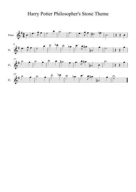 Free Sheet Music Harry Potter Philosophers Stone Theme For Solo Flute