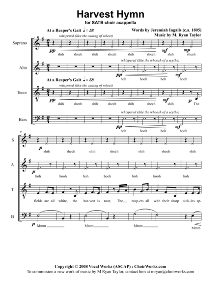 Harvest Hymn Satb Acapella Sheet Music